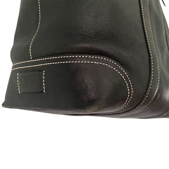 Coach Women's Black Leather Large Shoulder Tote Bag - Picture 5 of 11
